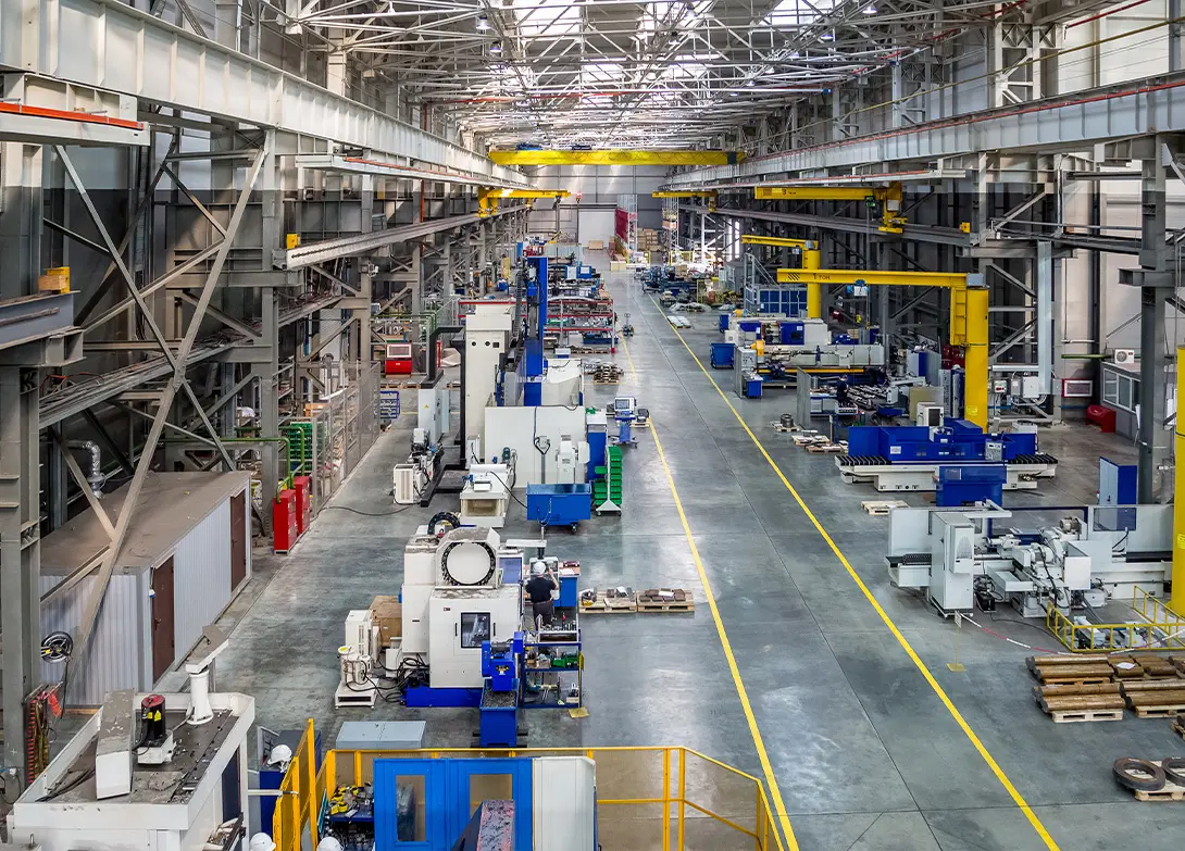 Modern manufacturing facility with advanced machinery and equipment, showcasing industrial production efficiency.